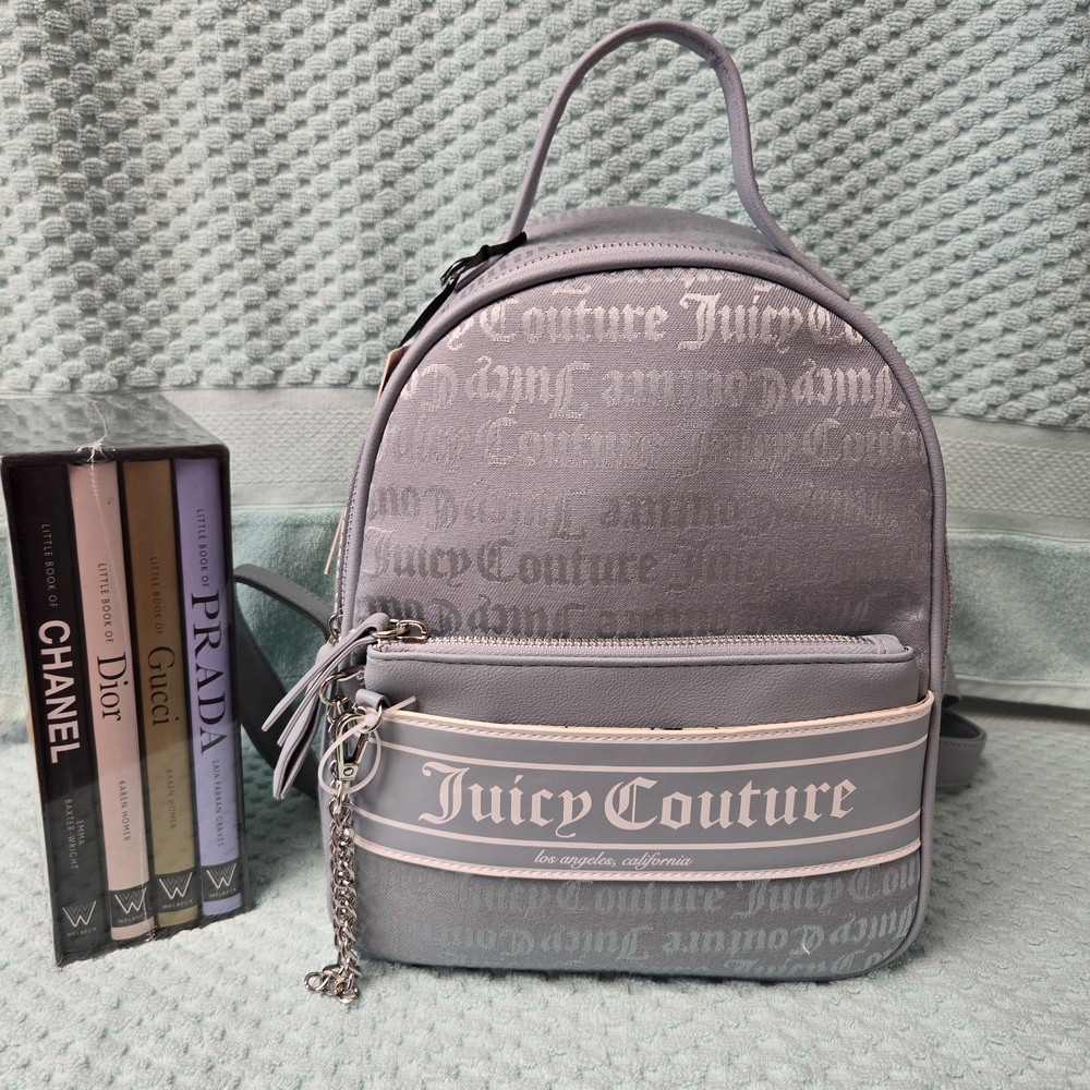 Juicy Couture Lite Blue and White Logo Backpack NWT